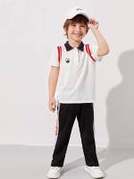Letter Sporty Regular Fit Toddler Boy Polo Shirts 174