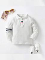 White Polo Long Sleeve Casual Toddler Boy Polo Shirts 3344