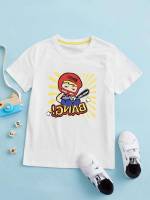 Regular Fit White Casual Short Sleeve Kids Clothing 7582