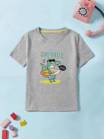 Regular Fit White Letter Short Sleeve Toddler Boy T-Shirts 8975