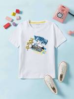 Round Neck Letter Regular Fit Toddler Boy T-Shirts 9775