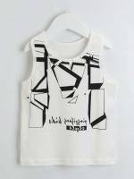 Round Neck Regular Fit White Toddler Boy Tanks 9326