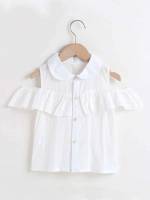 Cold Shoulder Regular Fit Plain Ruffle Kids Clothing 4912