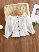  White Regular Cute Toddler Girl Blouses 3192