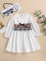 Plaid Dressy Long Sleeve Toddler Girls Clothing 3487