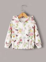 Long Sleeve Floral Zipper Regular Fit Kids Clothing 3036