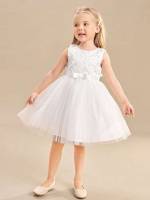 Regular Fit White Sleeveless Short Toddler Girl Partywear 5087