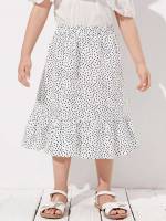 Polka Dot White Ruffle Hem Kids Clothing 944