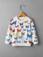  Long Sleeve Butterfly White Toddler Girls Clothing 9089