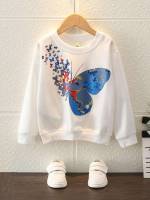  Butterfly Casual Round Neck Toddler Girl Sweatshirts 861