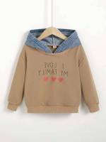 Long Sleeve Heart Patched Cute Toddler Girl Sweatshirts 430