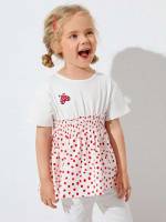 Round Neck Casual Regular Toddler Girl T-Shirts 5332