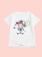 Short Sleeve Cartoon Round Neck Regular Toddler Girl T-Shirts 2943