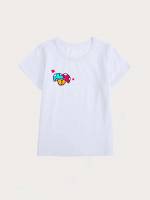 Cartoon Short Sleeve White Casual Toddler Girl T-Shirts 144