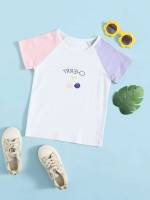 Letter Round Neck Regular Kids Clothing 4129