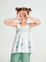 Floral Embroidery Regular Fit Straps Toddler Girl Tank Tops  Camis 3746