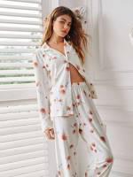 Floral Casual Button Front Women Sleepwear 9316