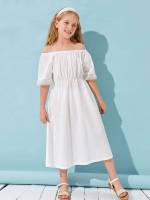  Plain Off the Shoulder Girls Loungewear 1788