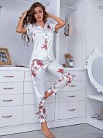  Lapel Floral Women Sleepwear 5619