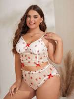 Fruit&Vegetable Cute Bow Plus Size Bra  Panty Sets 2194