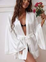 Belted Simple Women Sleepwear 2965