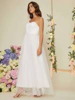 Plain Sleeveless Regular Fit Wedding Dresses 4959