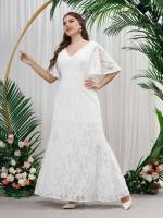 Glamorous Zipper V neck White Weddings  Events 4626