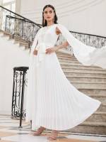  Glamorous Round Neck White Arabian Wear 593