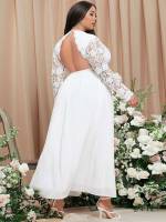  Scallop Maxi Plain Plus Size Wedding Party Wear 2024