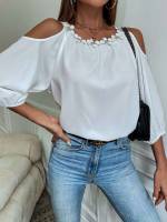 Casual Regular Appliques Regular Fit Women Tops, Blouses  Tee 4675