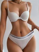  White Letter Women Bra  Panty Sets 871