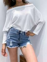  Regular White Off the Shoulder Women T-Shirts 618