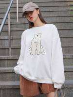 Round Neck Long Oversized Women Sweatshirts 113