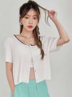 Short Sleeve Casual Scoop Neck Regular Fit Women Clothing 86