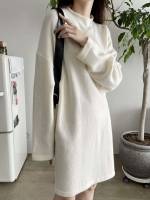 Knee Length  Stand Collar Women Sweater Dresses 279