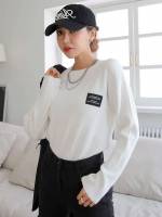 Regular Fit Casual Letter Long Sleeve Women Clothing 7780