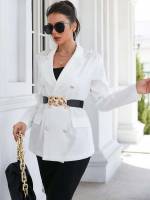 Double Button Regular White Women Suits 759