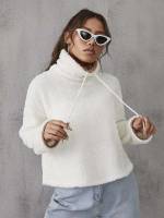 White Long Sleeve Plain Casual Women Sweatshirts 678