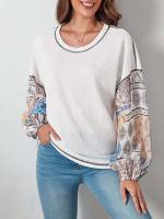  Scarf Print Casual Regular Fit Women T-Shirts 7744