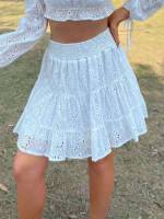  Ruffle Hem White Women Clothing 915