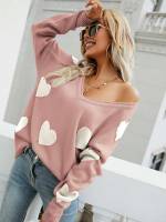  Long Sleeve Heart Casual Women Sweaters 907