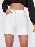 Plain White Women Denim Shorts 5293