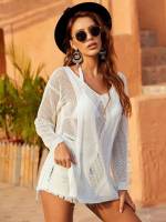 Cut Out Plain Casual Women Beachwear 509