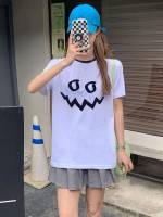 Short Sleeve Round Neck Regular Fit Graphic Women T-Shirts 2813