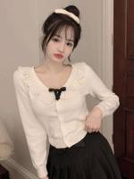 Peter Pan Collar Casual Bow Regular Fit Women Knitwear 7109