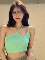  Slim Fit One Shoulder Sleeveless Women Knit Tops 919