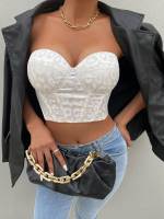 Sexy Crop Strapless Leopard Women Tops, Blouses  Tee 771