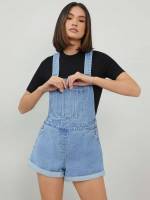  Preppy Straps White Women Denim Overalls  Jumpsuits 1058