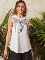  White Regular Floral Women Tank Tops  Camis 48