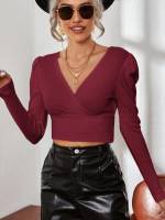  Crop Wrap Plain Women Clothing 7280